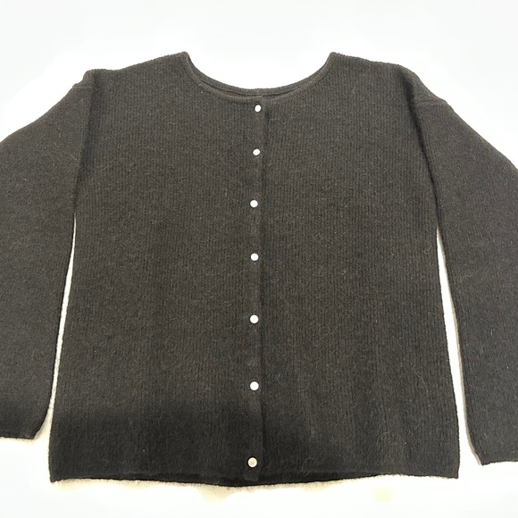 Sezane Sweaters - Sezane Black Button-Front Wool Blend Cardigan